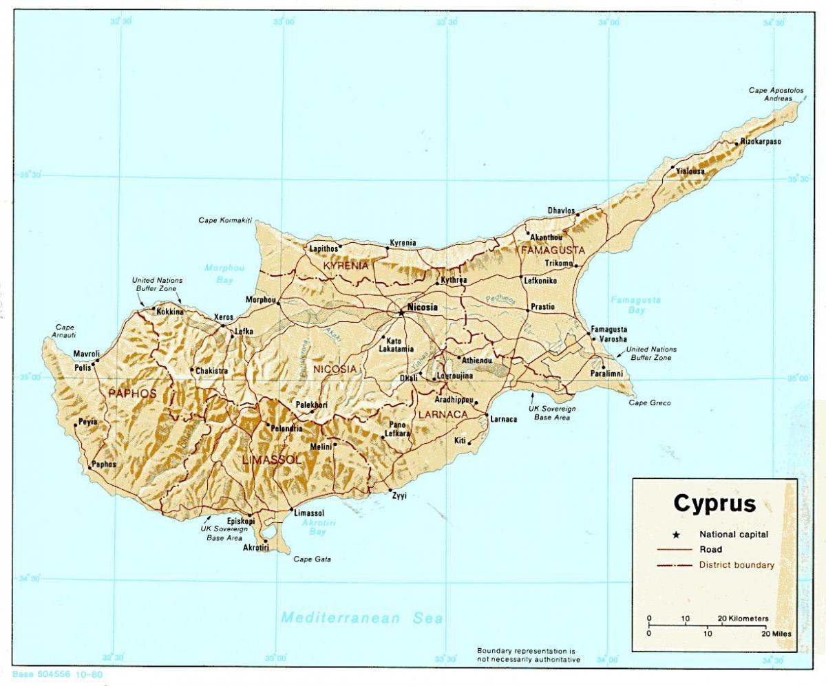 Kaart van Cyprus continent