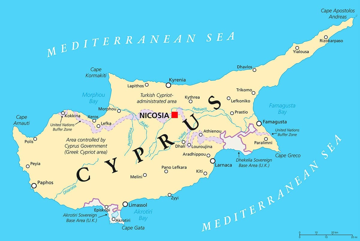 de hoofdstad van Cyprus kaart