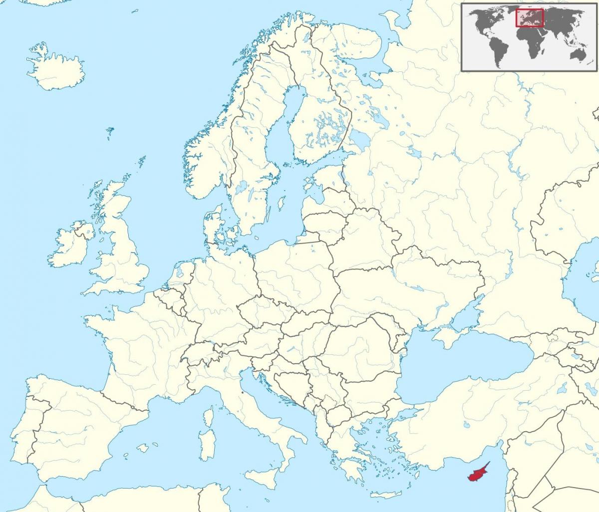 Cyprus kaart op de wereld