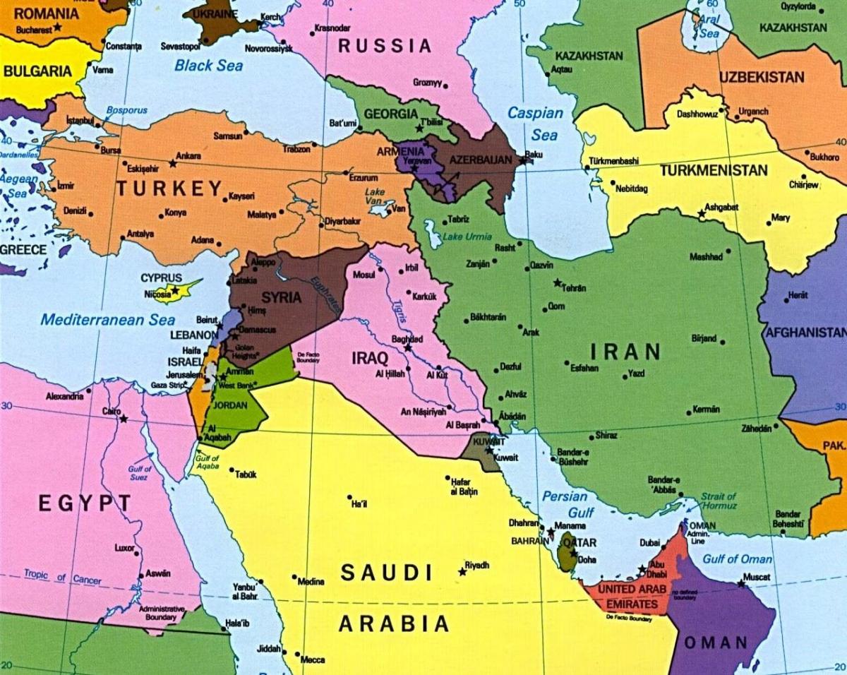 Kaart van Cyprus, het midden-oosten