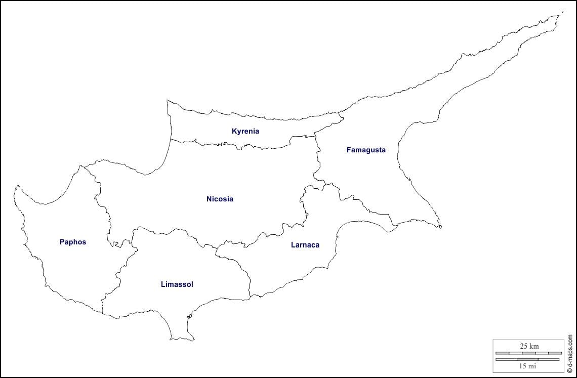 Kaart van Cyprus overzicht