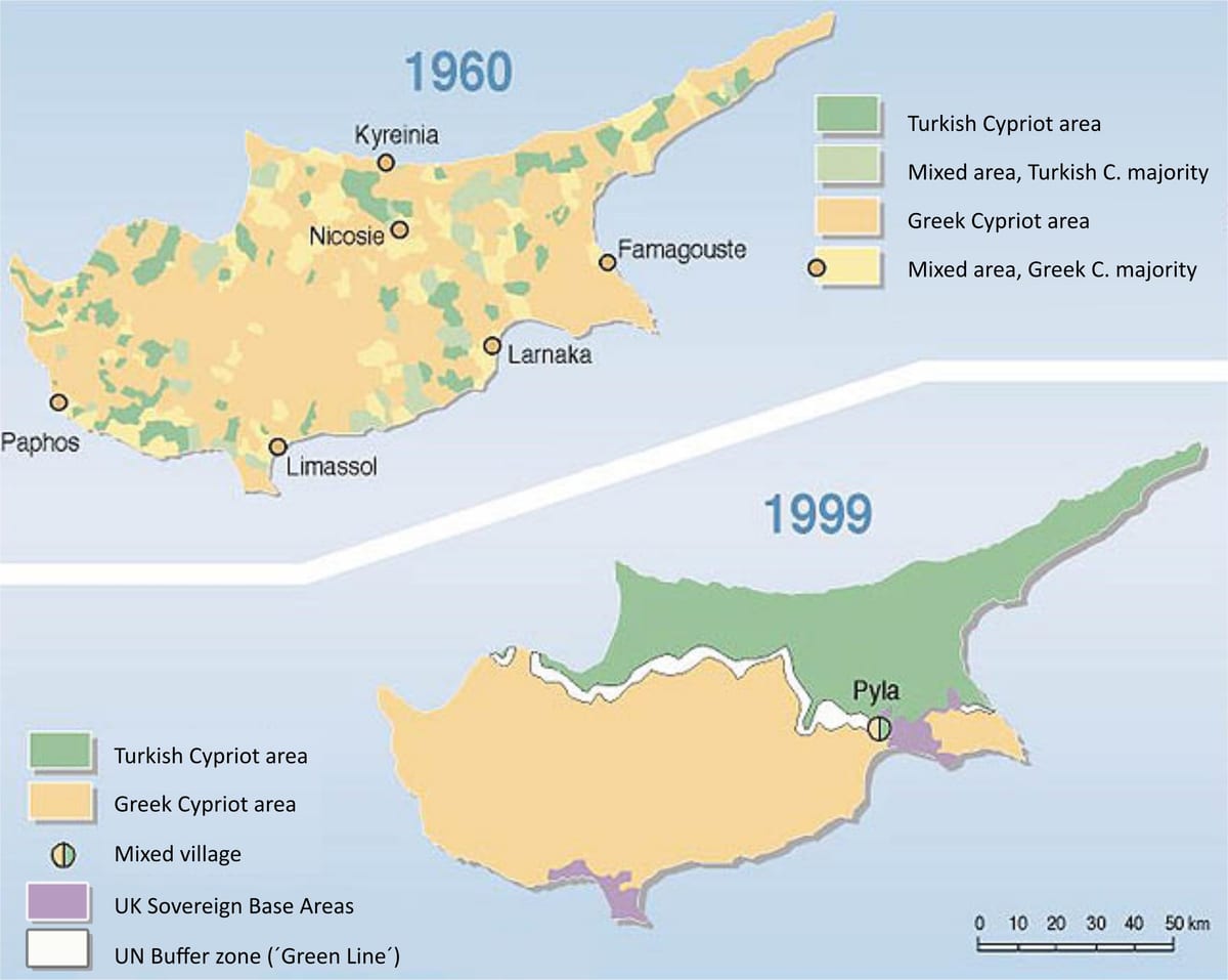 turkse deel van Cyprus kaart