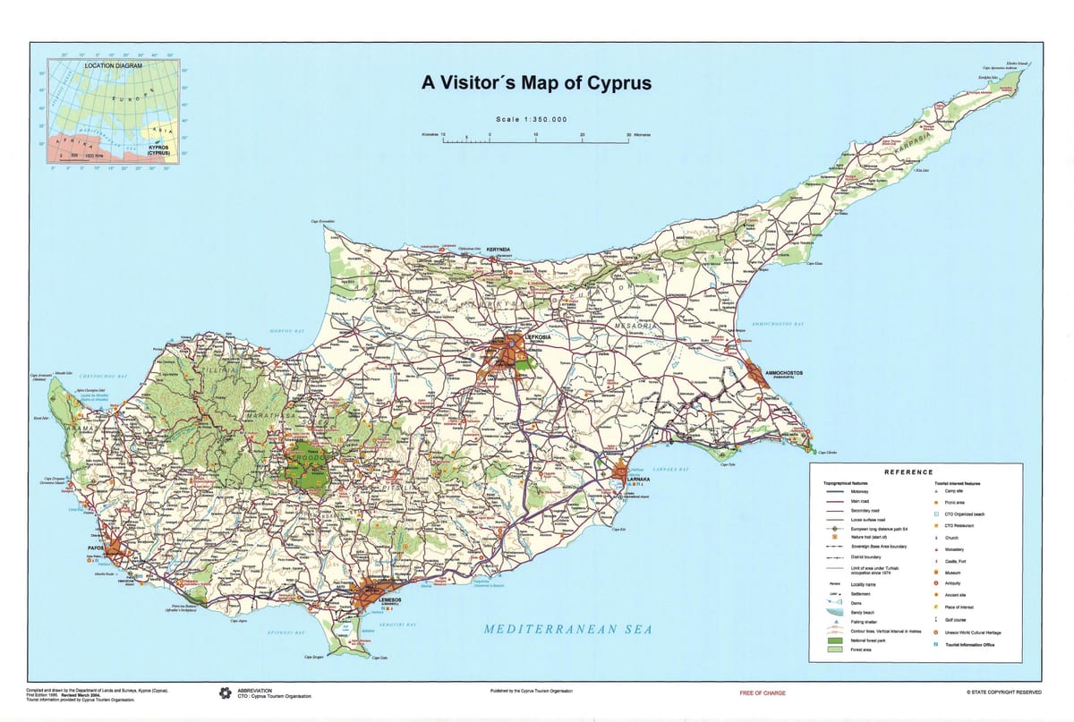 Kaart van Cyprus bezienswaardigheden
