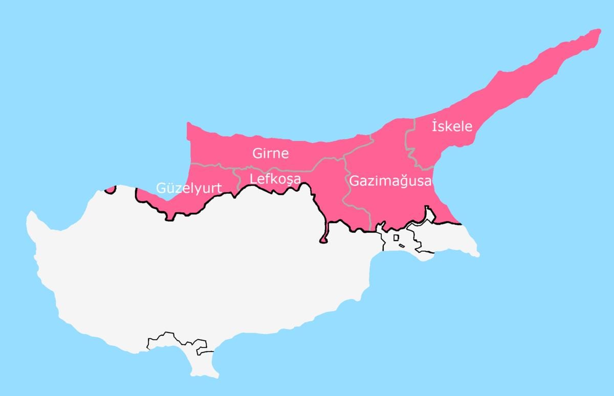 Kaart van Cyprus verdeeld