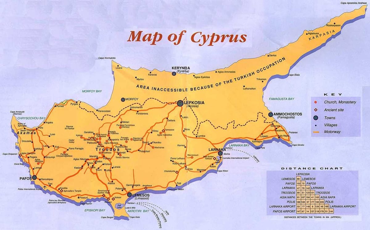 Kaart van Cyprus villages