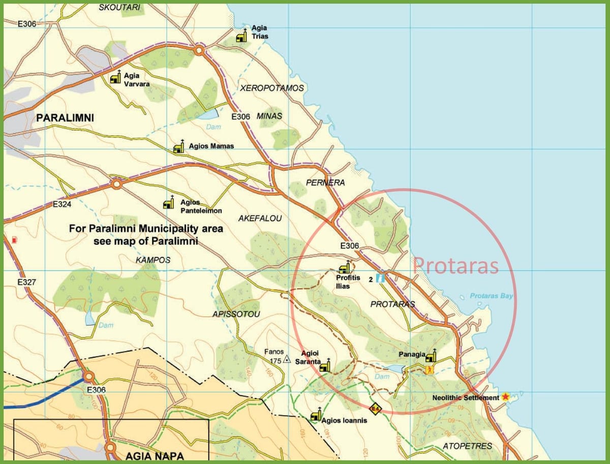 plattegrond van protaras Cyprus