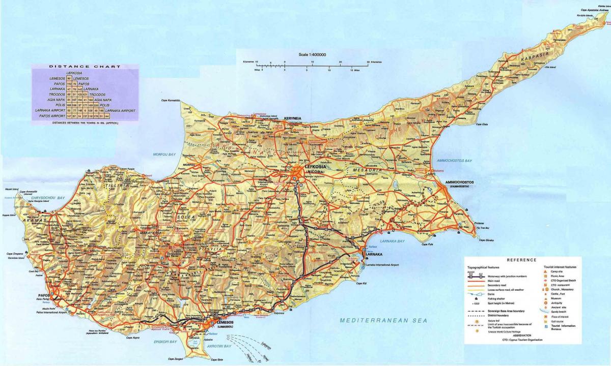 Kaart van Cyprus - Cyprus land in de kaart van de wereld (Zuid-Europa