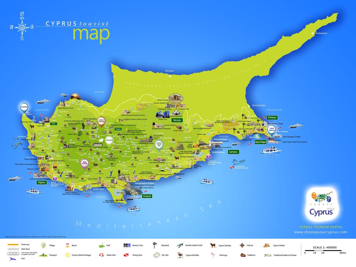 Kaart van lara beach Cyprus