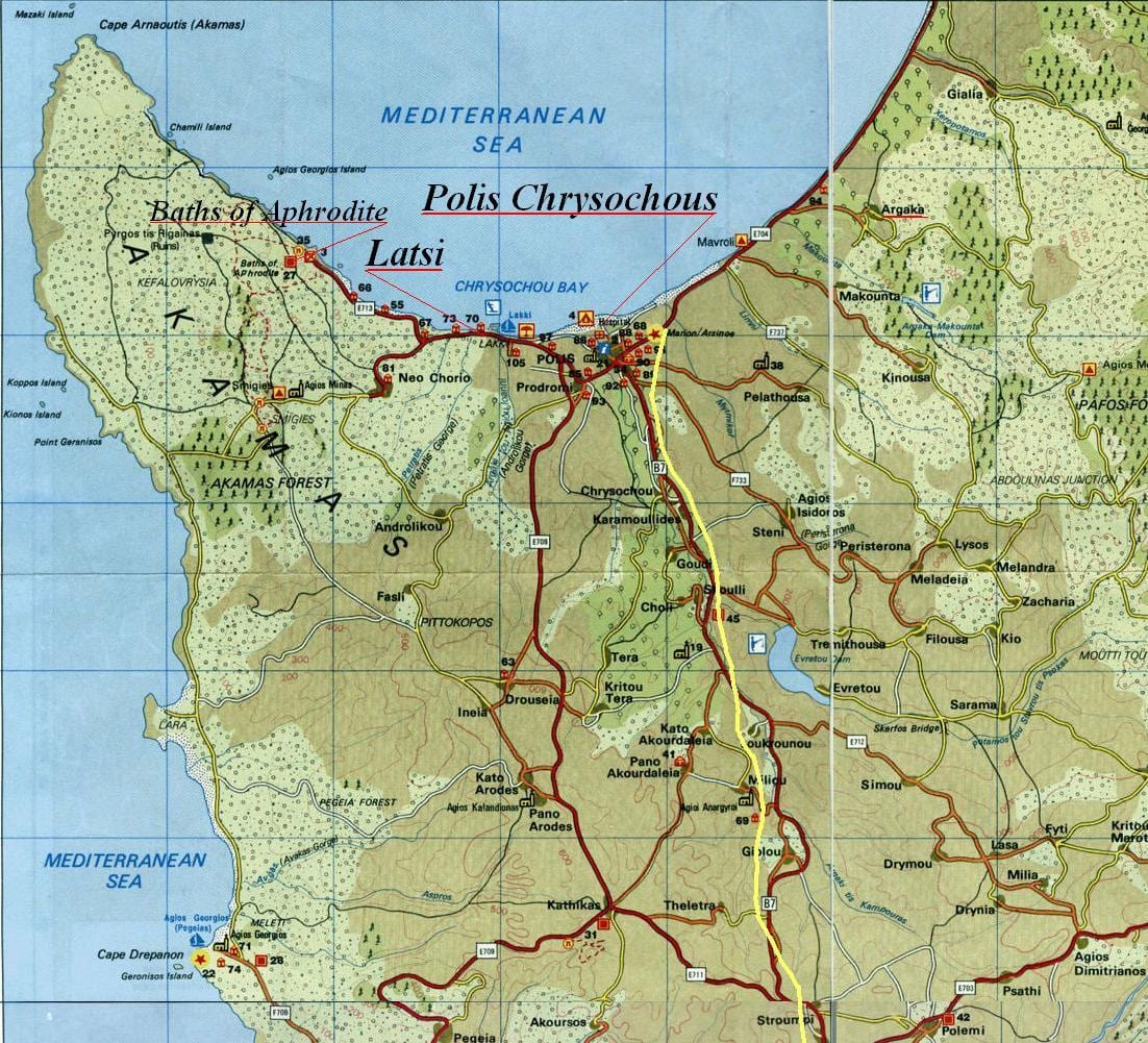 kaart van de polis gebied Cyprus