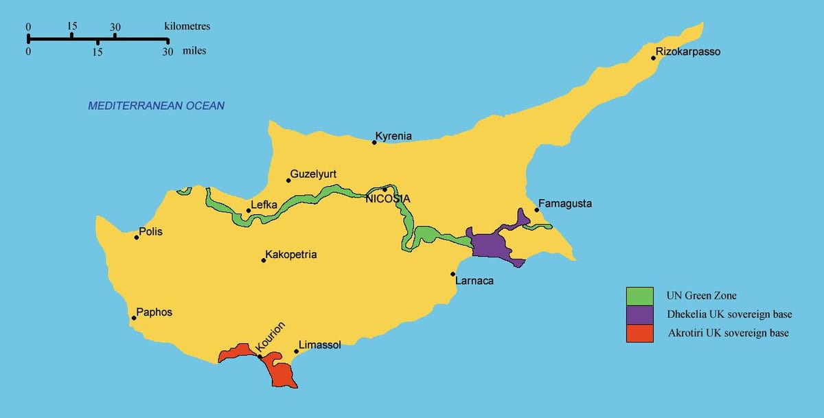 kaart van zuid-Cyprus