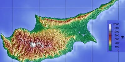 Kaart van Cyprus bergen