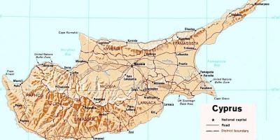 Gedetailleerde kaart van het eiland Cyprus
