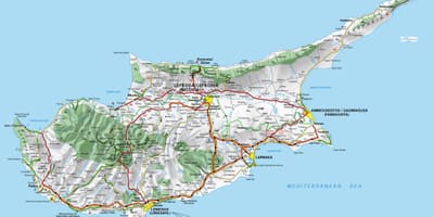 Kaart van Cyprus grensovergangen