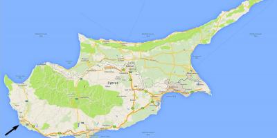Kaart van Cyprus toont luchthavens