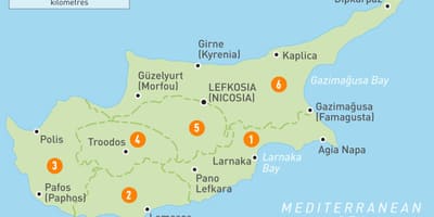 Kaart van Cyprus regio ' s 