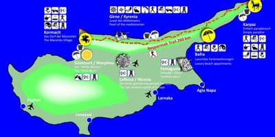 Cyprus wandelpaden kaart