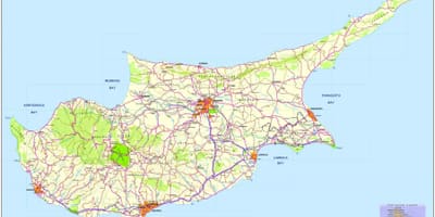 Kaart van de beste stranden in Cyprus