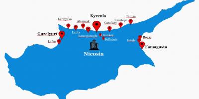Noord-Cyprus road kaart