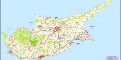 Kaart van de weg Cyprus
