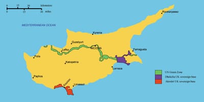 Kaart van zuid-Cyprus